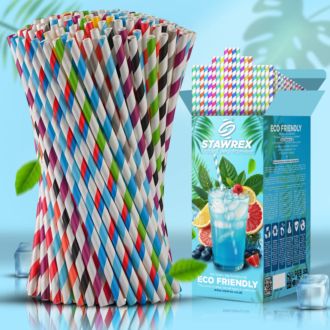 Colourful Paper Straws - Pack of 1000